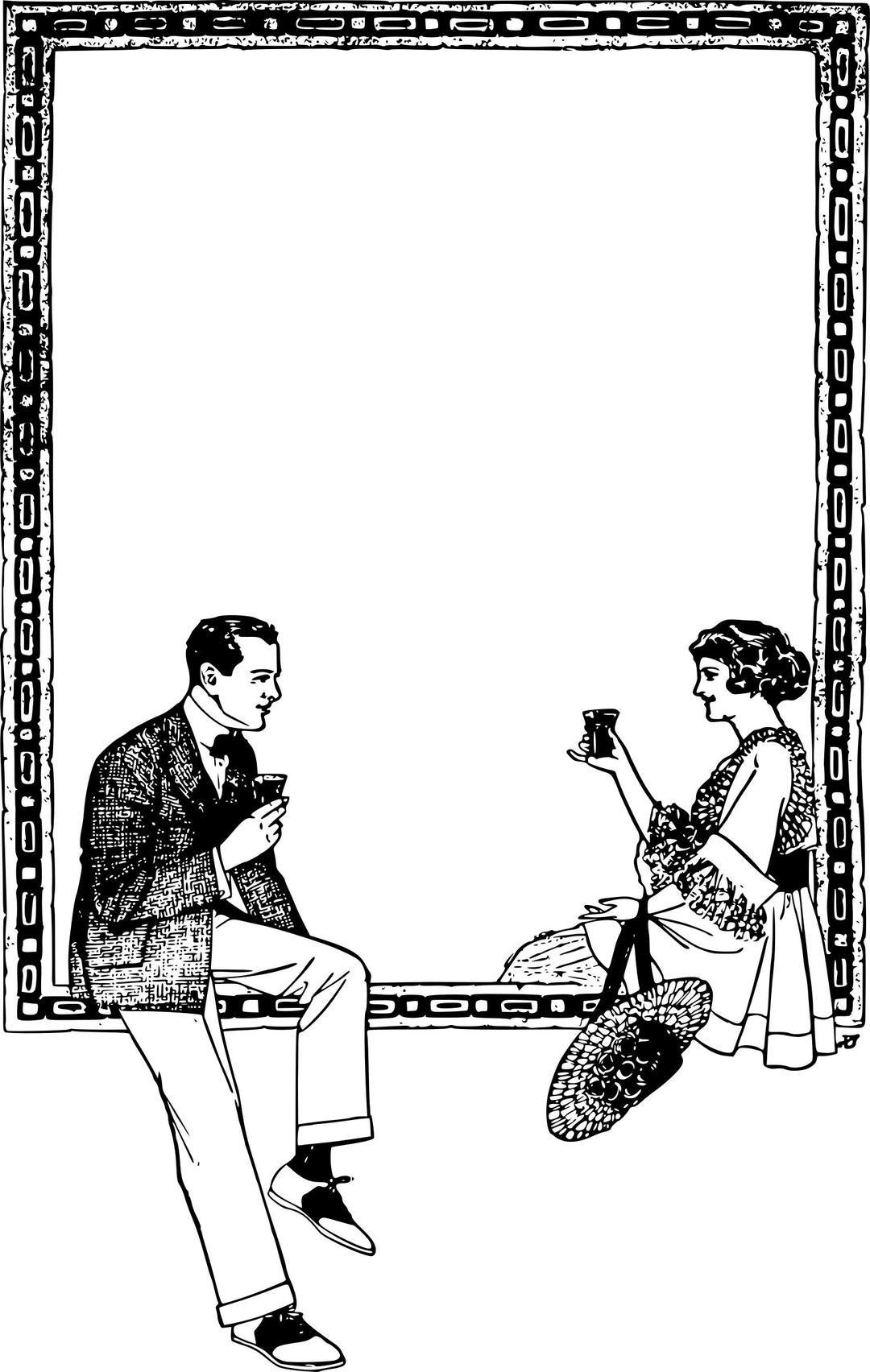 Man and Woman Drinking - Frame png transparent