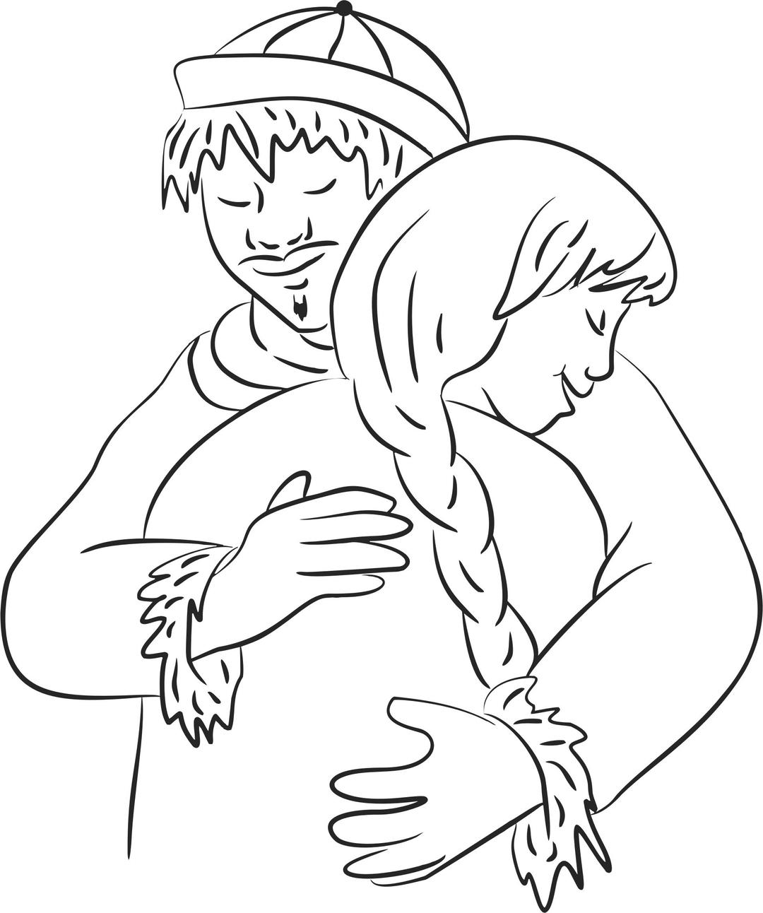 Man And Woman Hugging Line Art png transparent