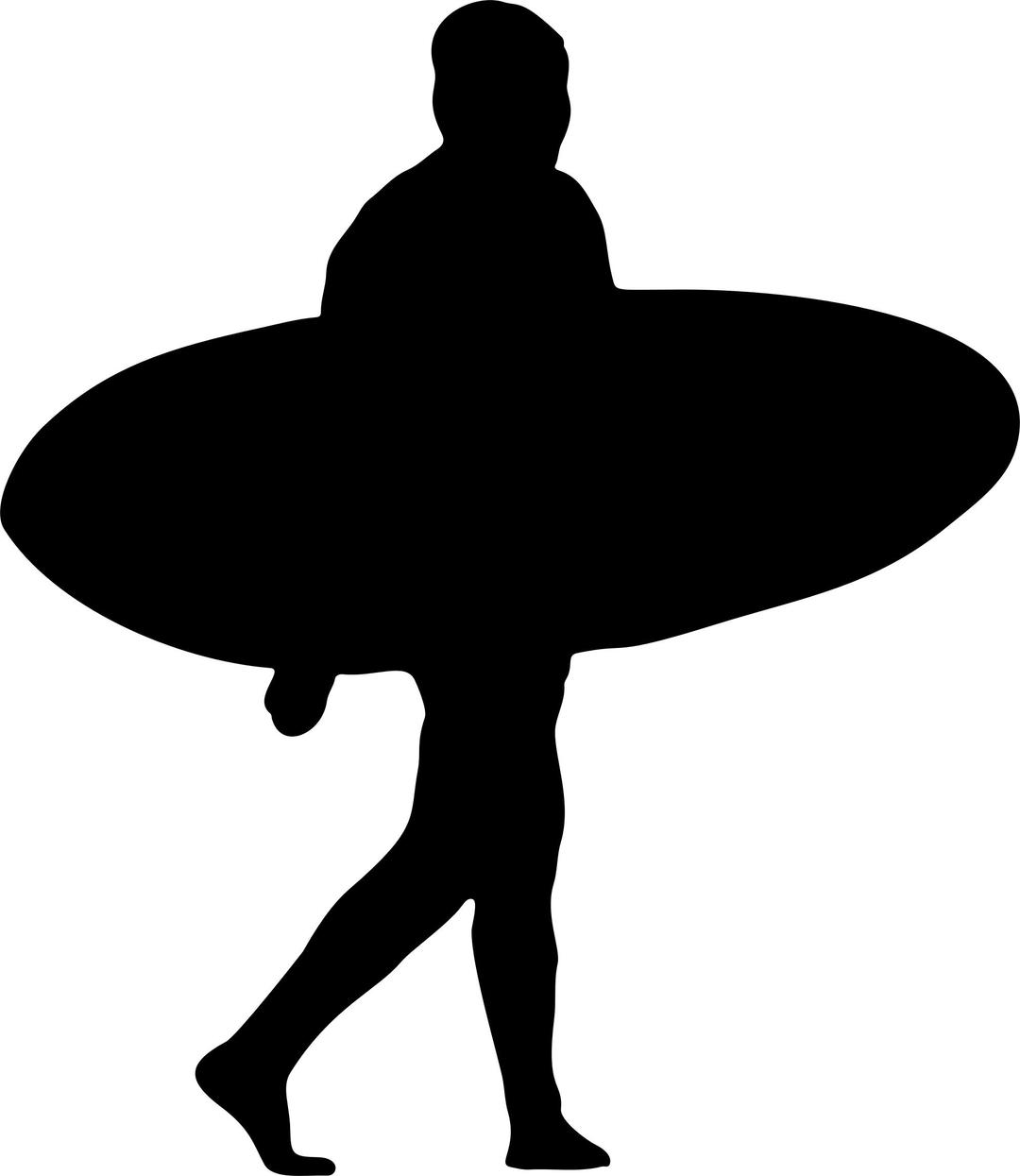 Man Carrying Surfboard Silhouette png transparent