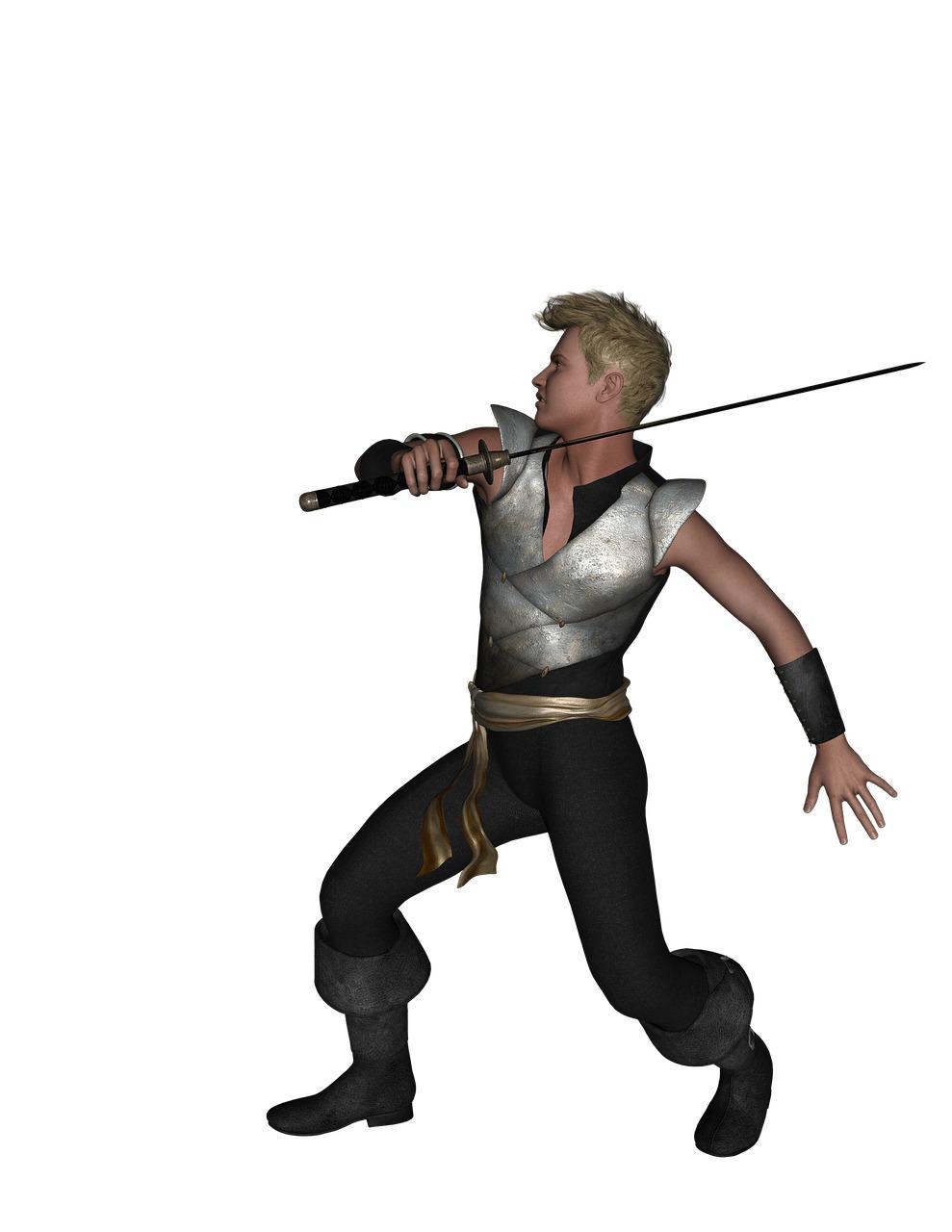Man Fighting With Foil png transparent