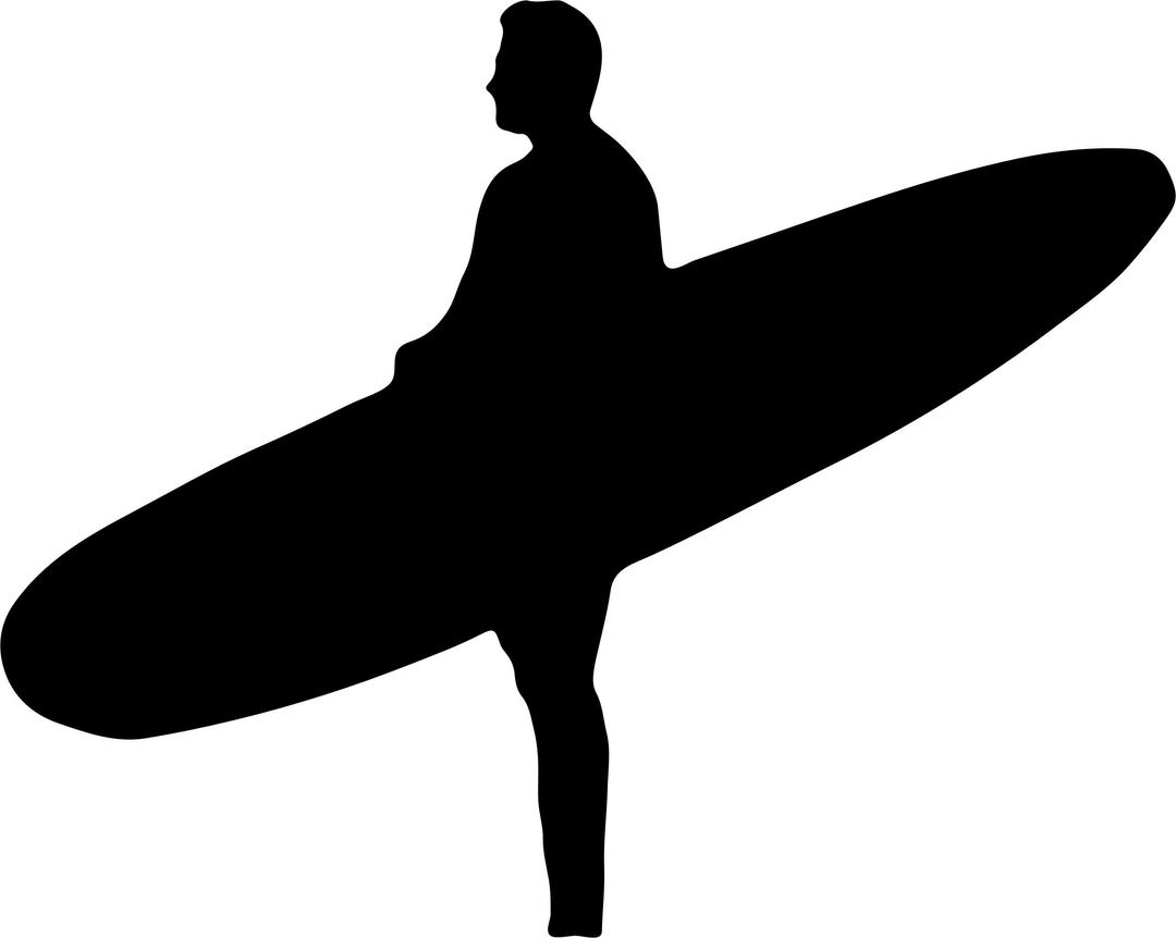Man Holding Surfboard Silhouette png transparent