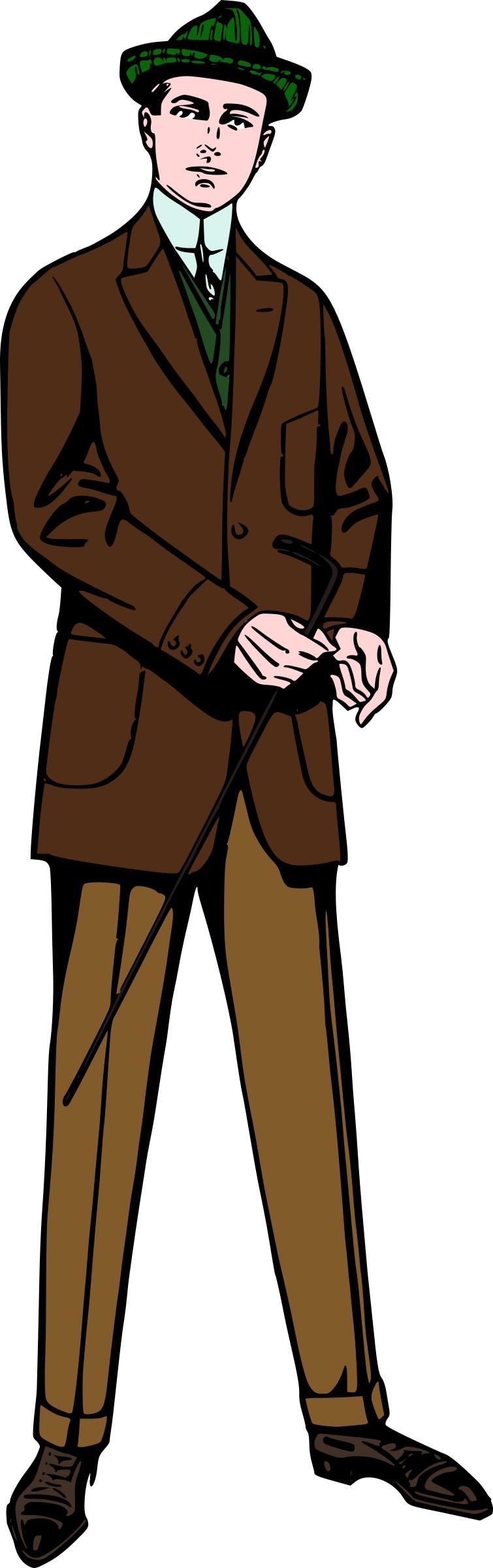 Man in brown/green suit png transparent
