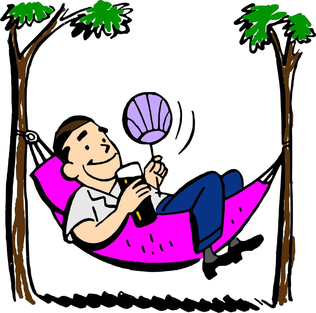 Man in hammock (colored) png transparent