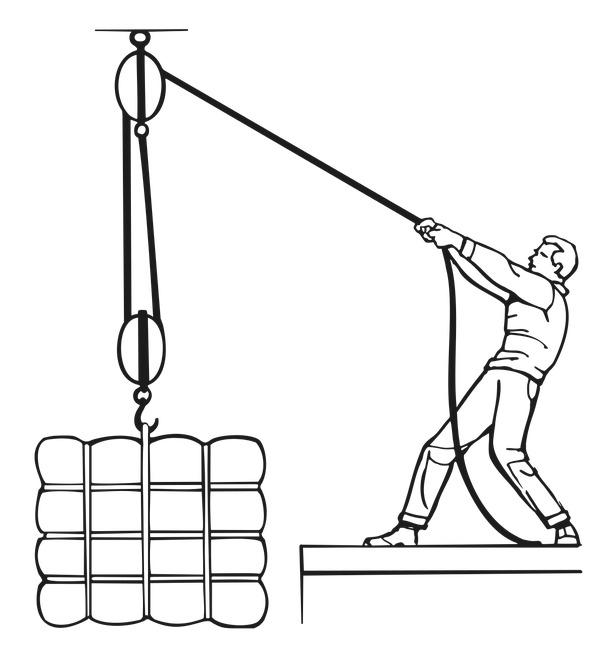 Man Lifting A Pack With A Pulley png transparent
