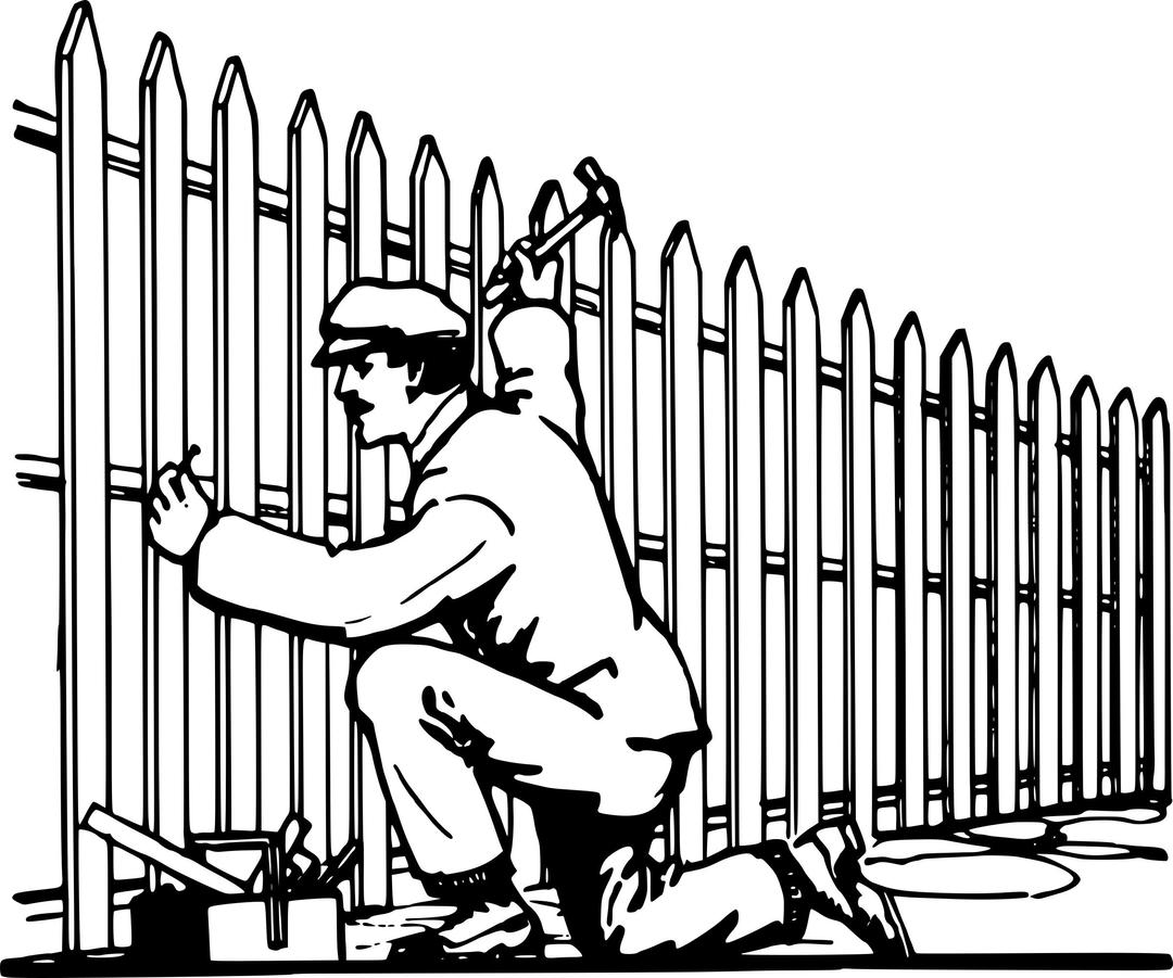 Man Makes Fence png transparent