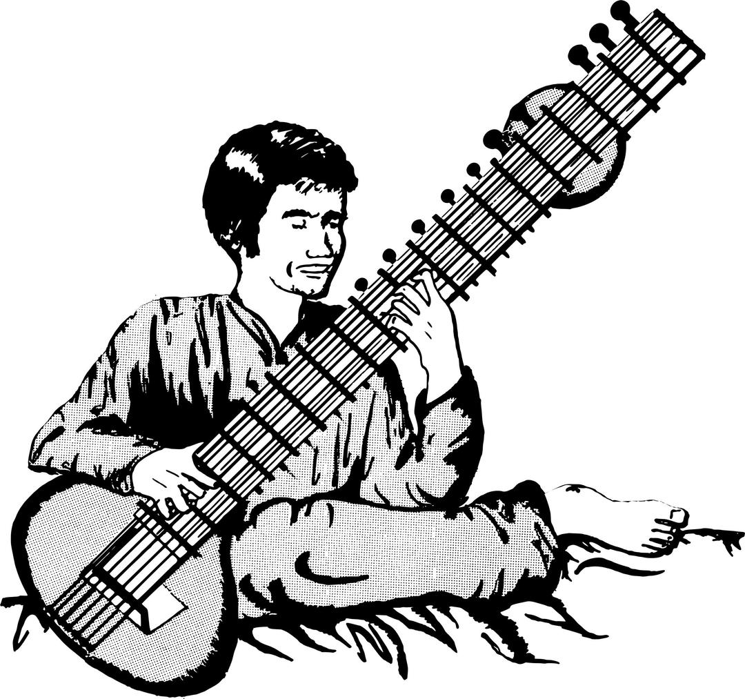 Man playing sitar png transparent