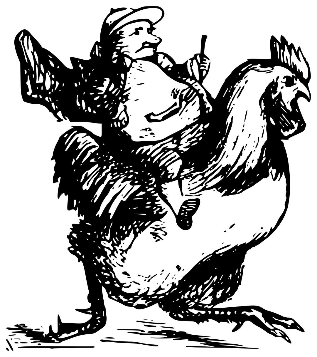 Man racing on a chicken png transparent