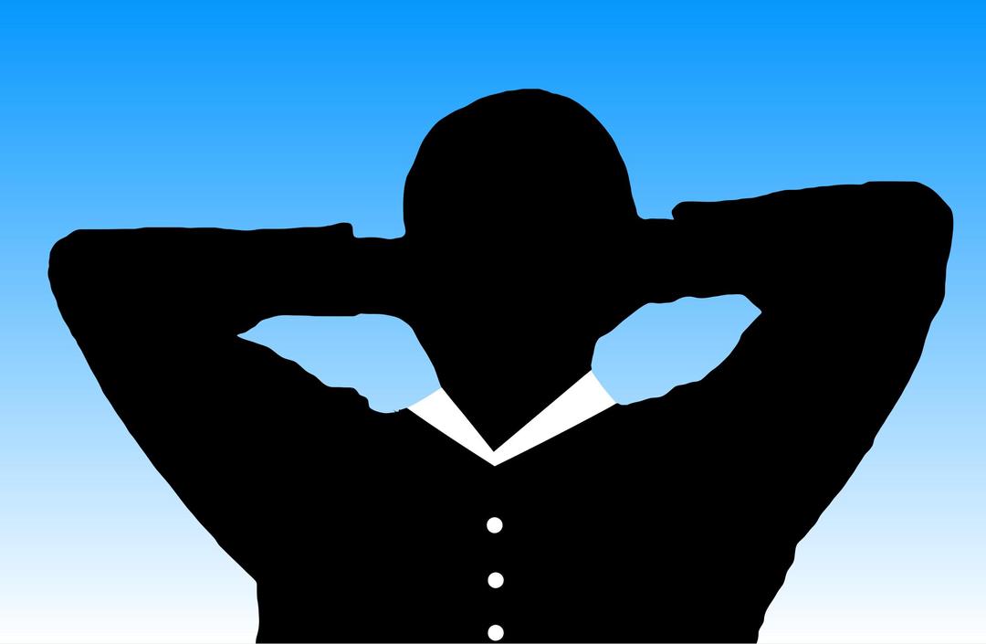 Man Relaxing With Hands Behind Head Silhouette With Background png transparent