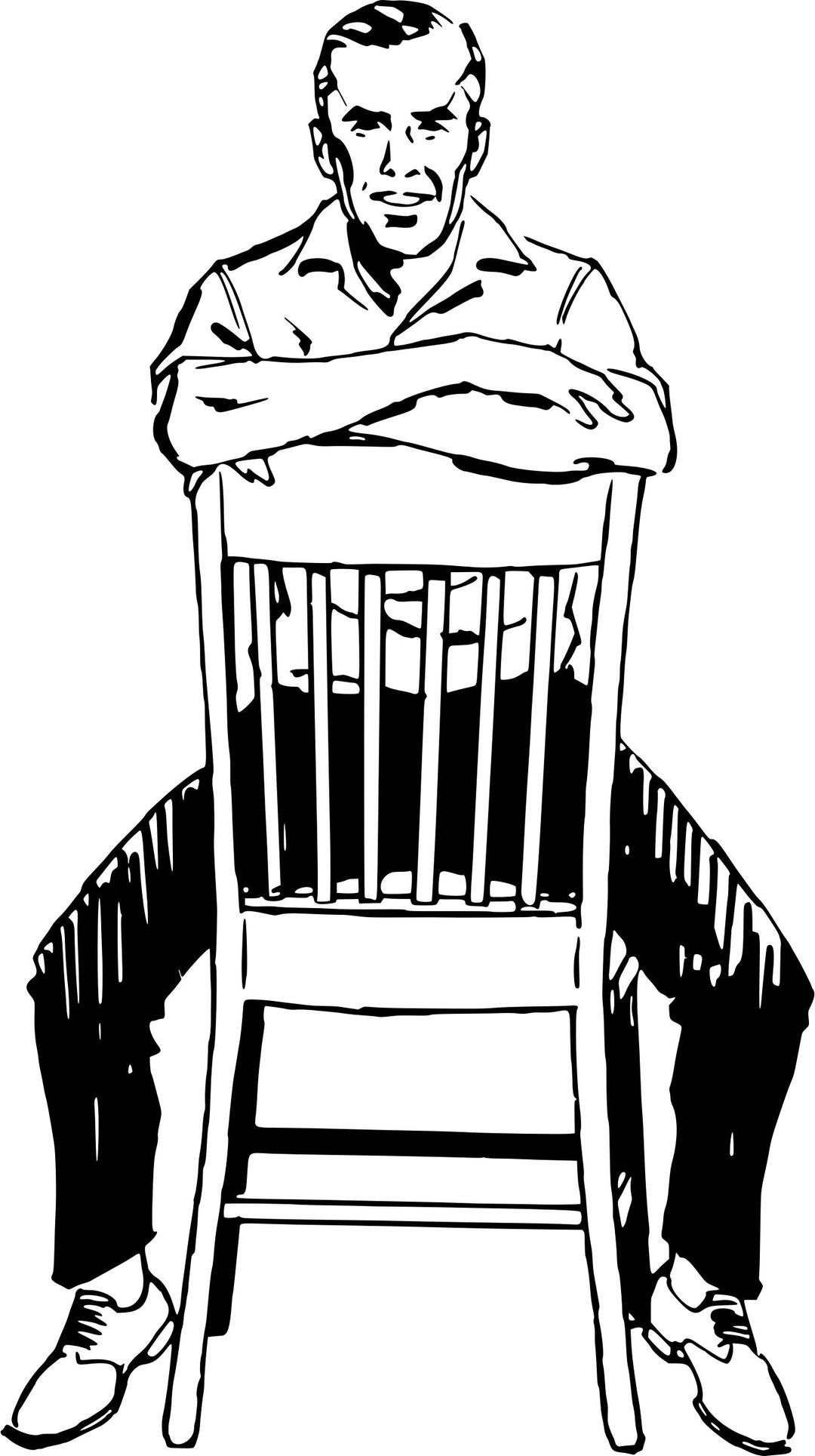 Man straddling a chair png transparent