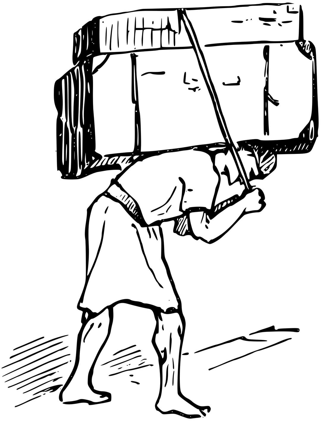 Man with heavy burden png transparent