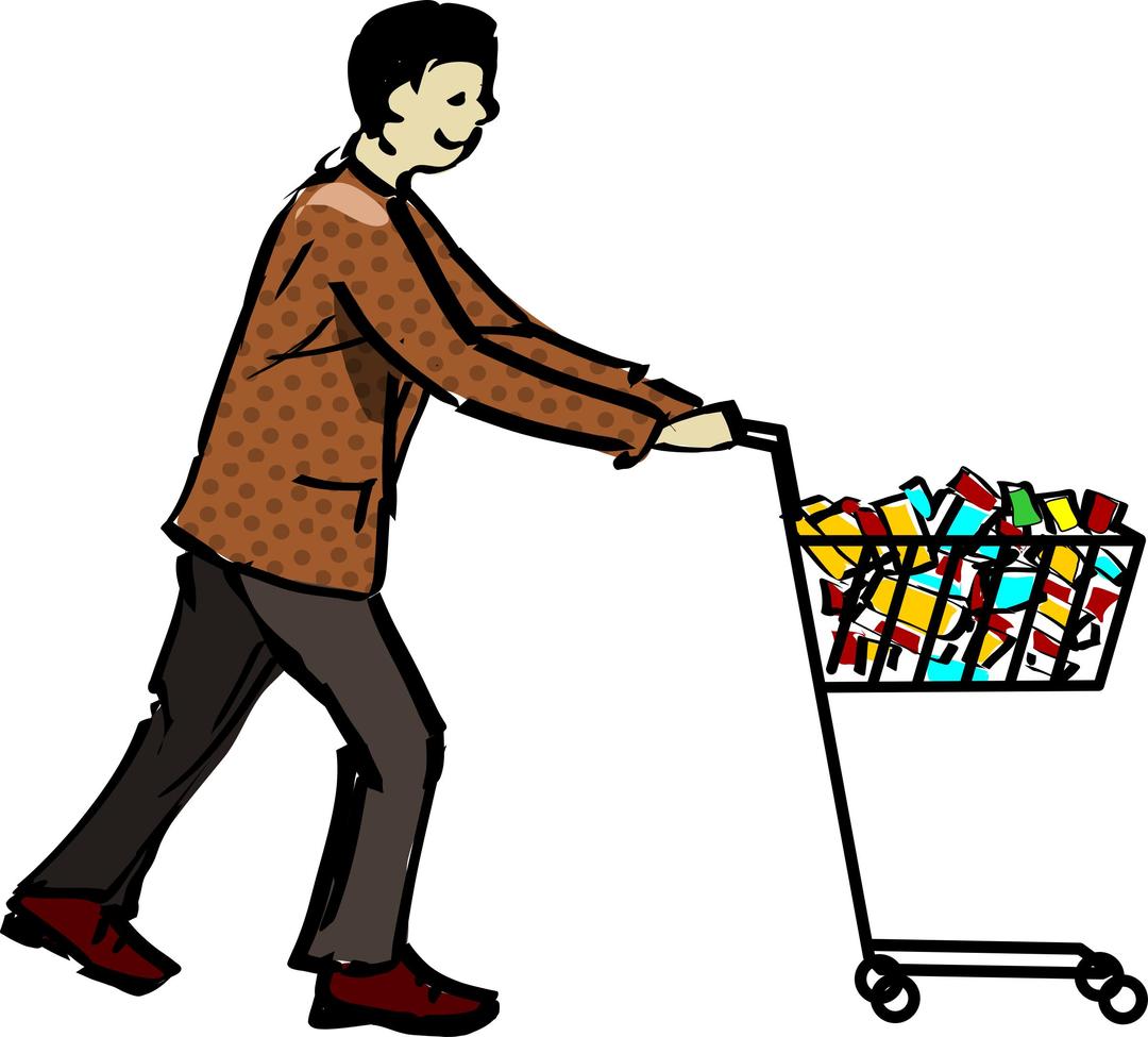 Man with Japanese Shopping Cart png transparent