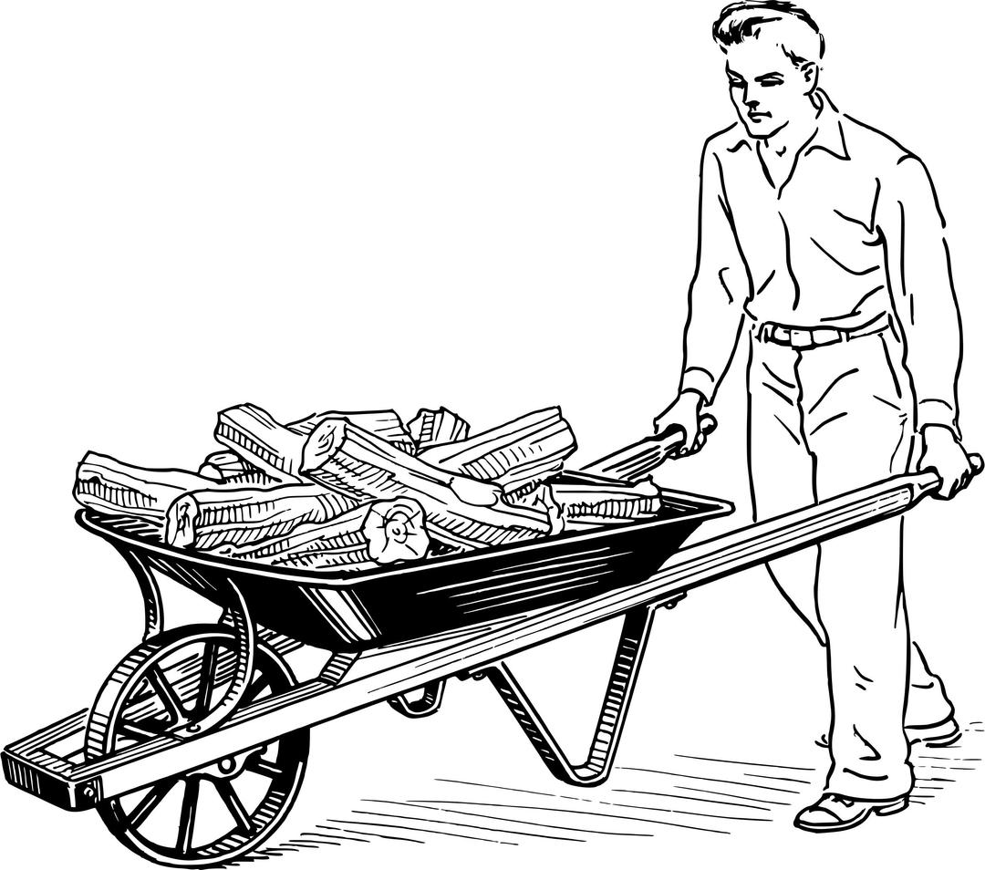 Man with wheelbarrow png transparent