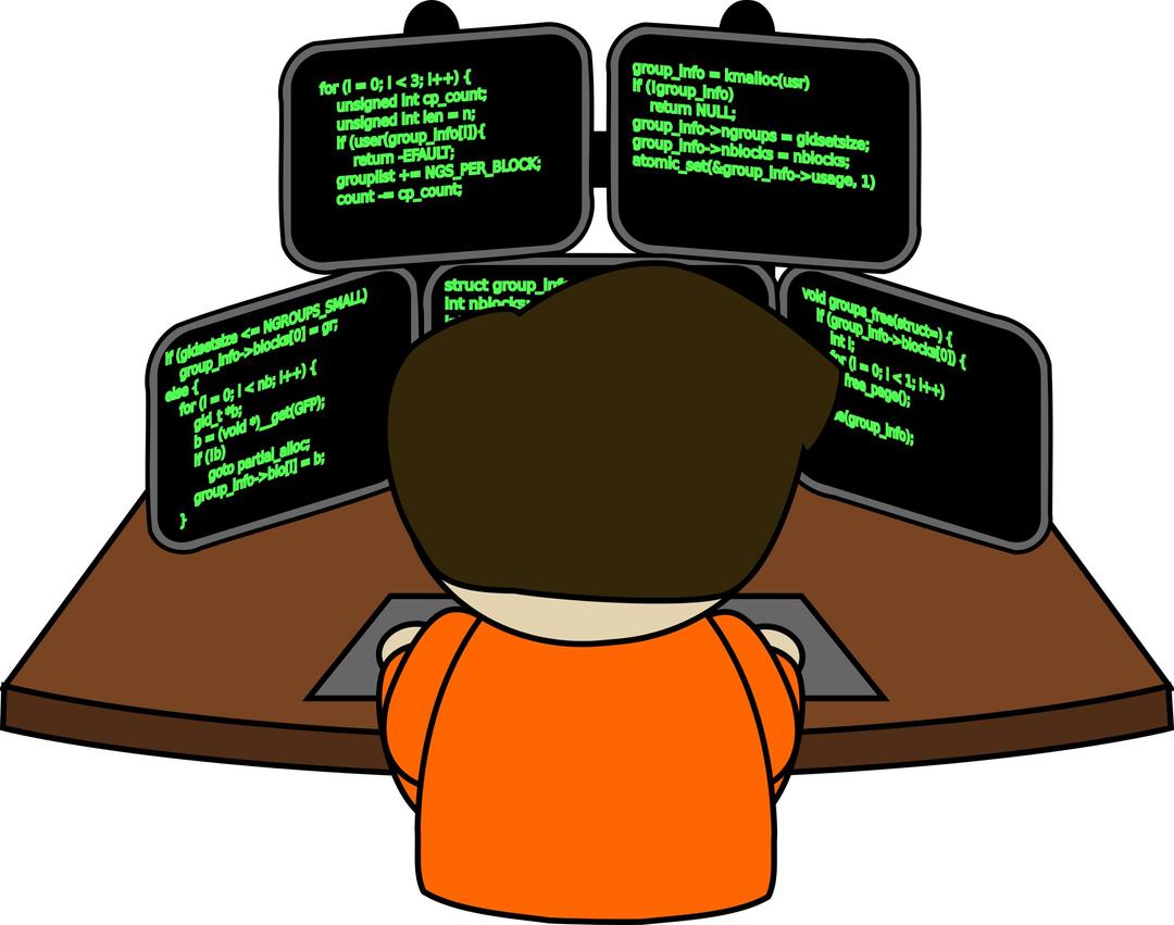 Man working at computers png transparent