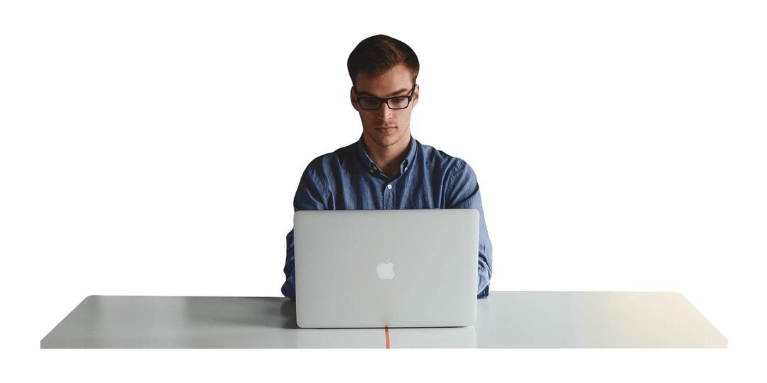 Man Working At the Office on A Laptop png transparent