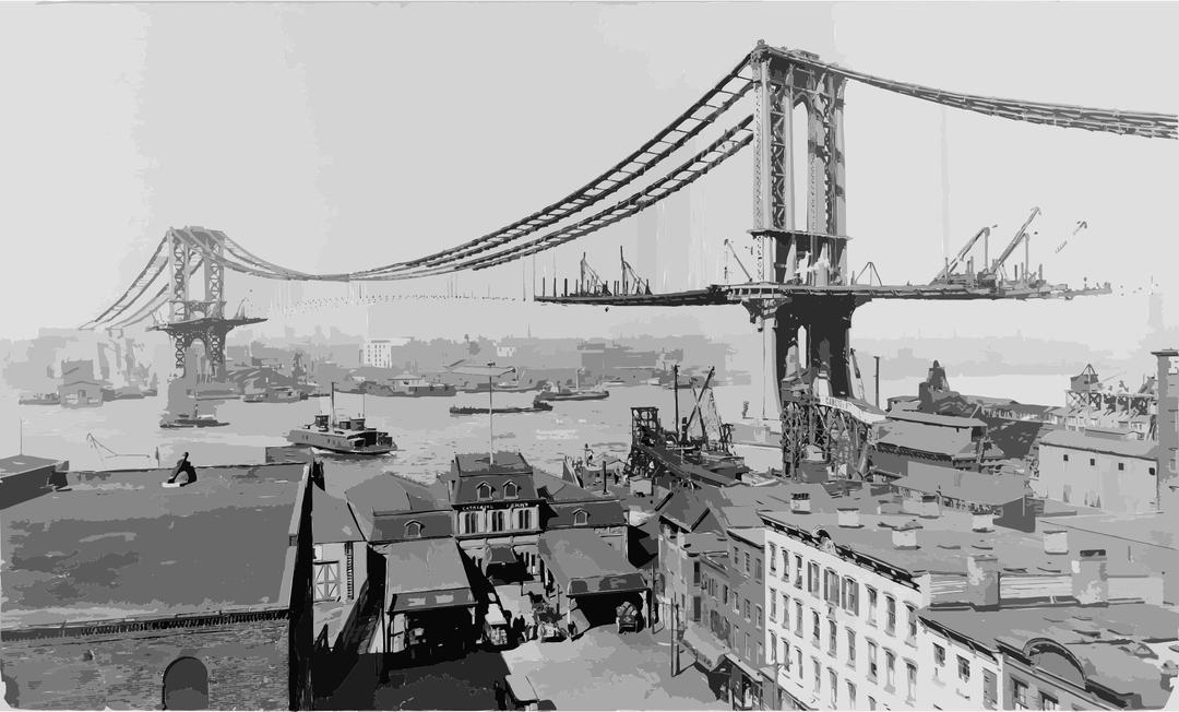 Manhattan Bridge Construction 1909 png transparent