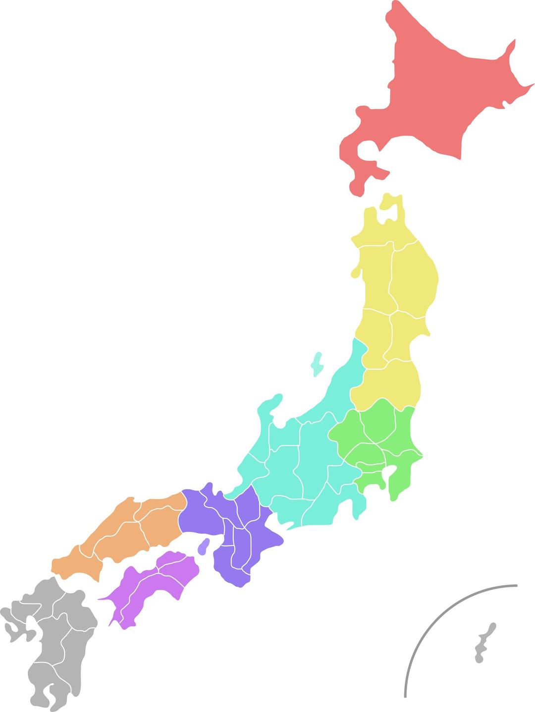 Map of Japan (colour) png transparent