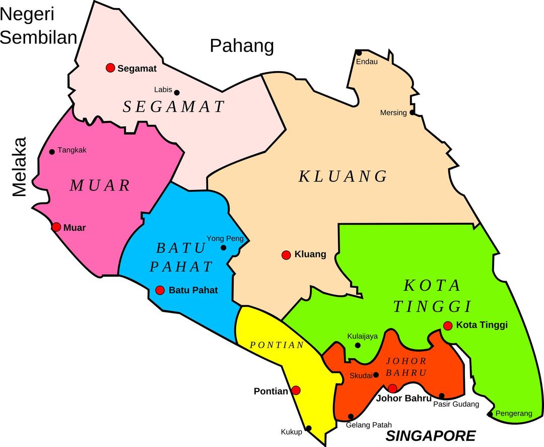 Map of Johor, Malaysia png transparent
