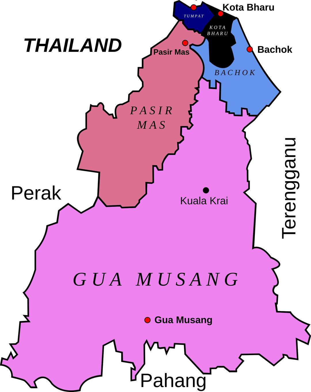 Map of Kelantan, Malaysia png transparent