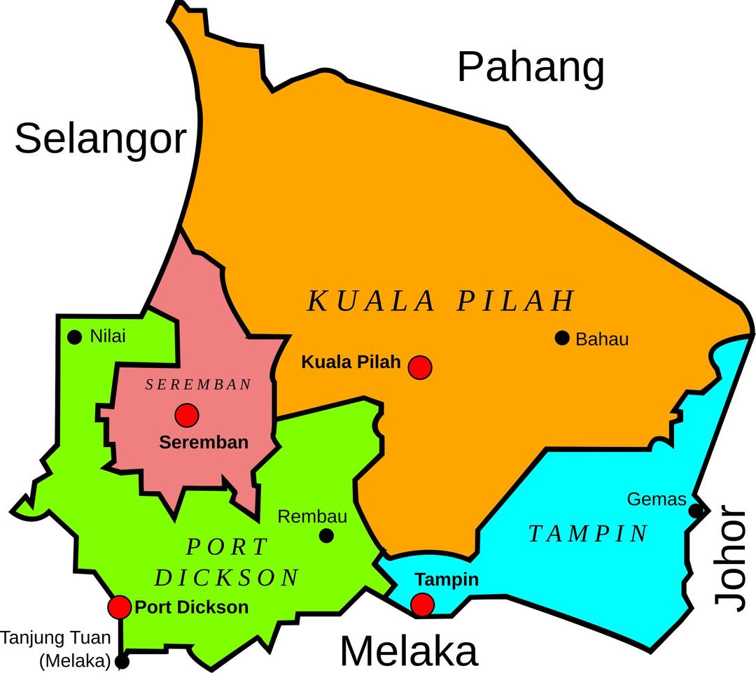 Map of Negeri Sembilan, Malaysia png transparent