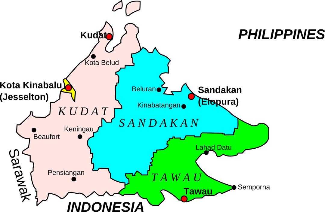 Map of Sabah, Malaysia png transparent