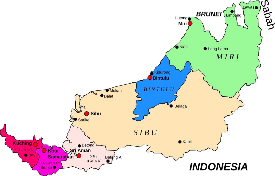 Map of Sarawak, Malaysia png transparent