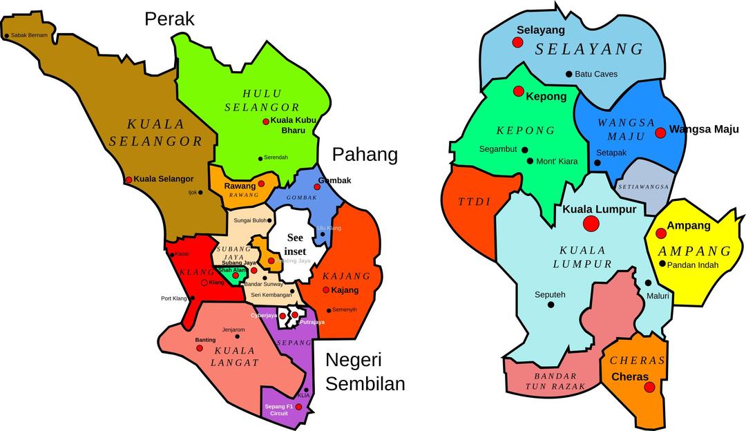 Map of Selangor and Kuala Lumpur, Malaysia png transparent