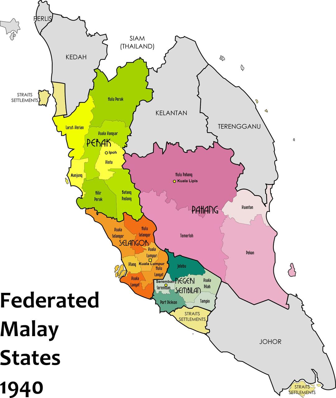 Map of the Federated Malay States, 1940 png transparent