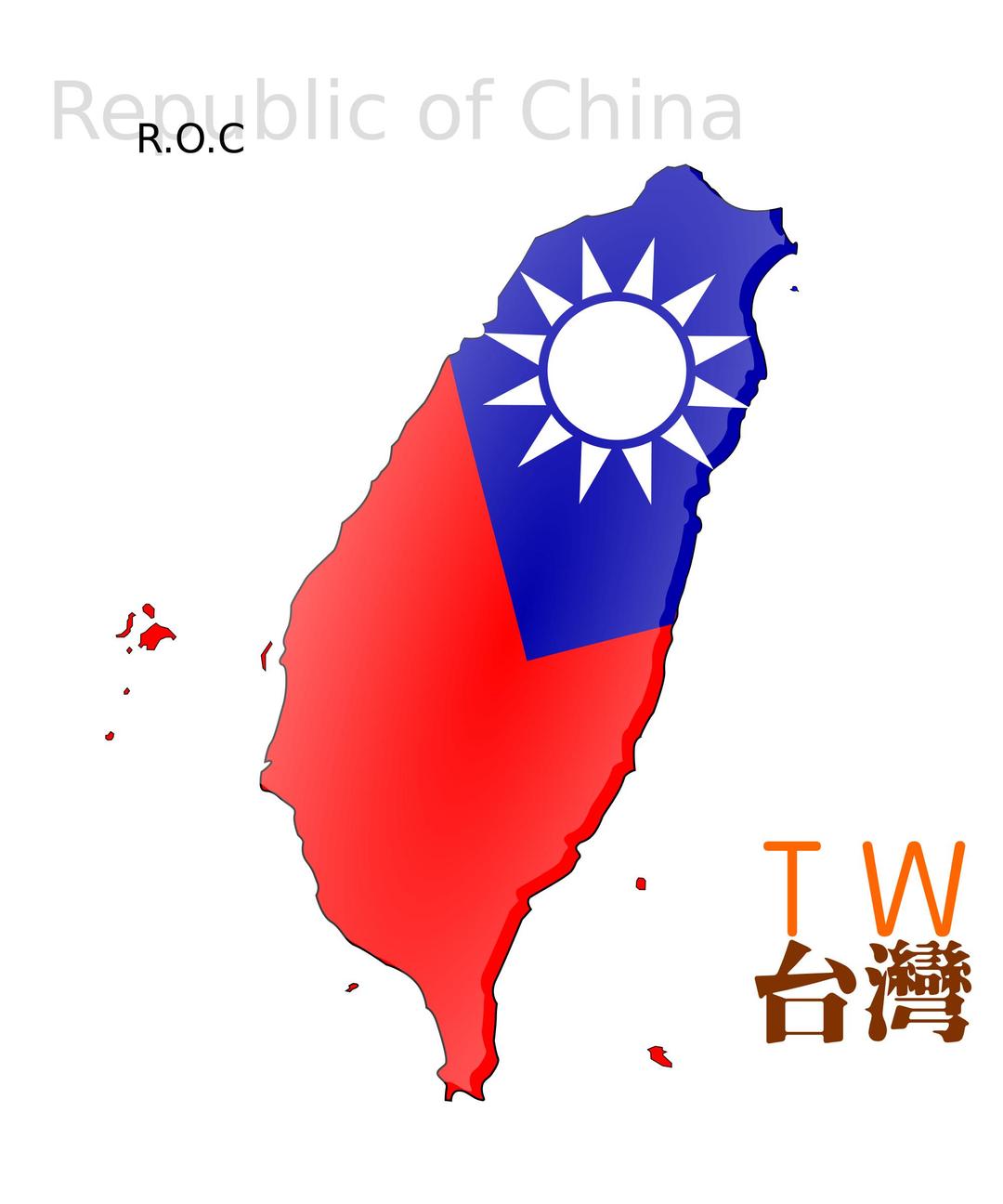 Map-based flag of Taiwan png transparent