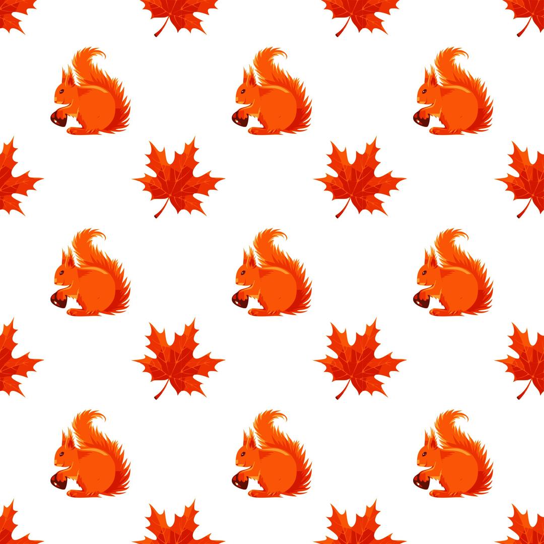 Maple and squirrel seamless pattern png transparent