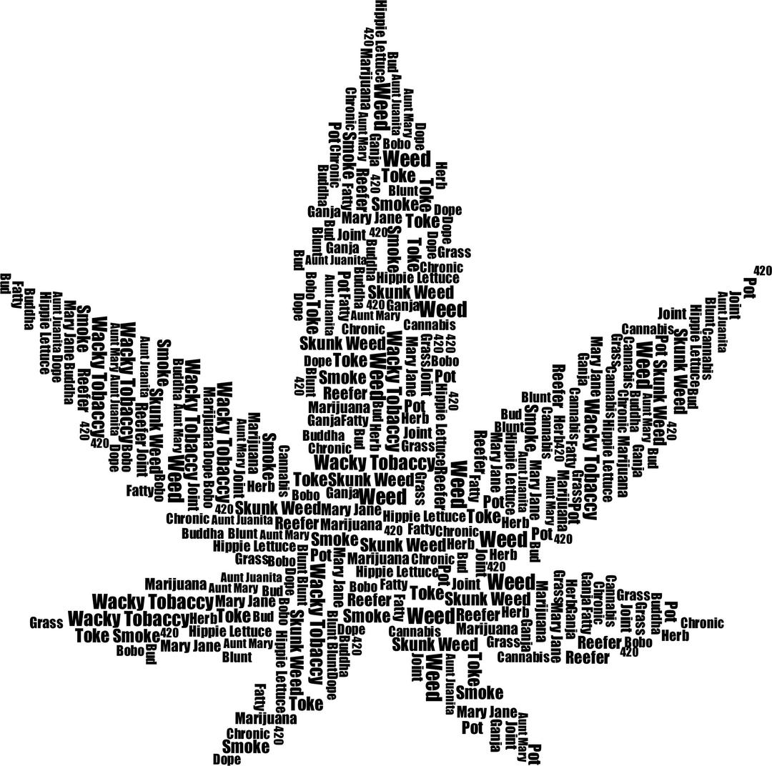 Marijuana Typography Black png transparent