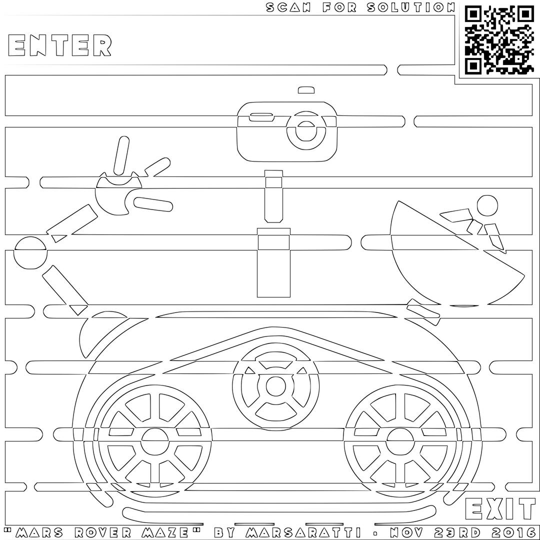 Mars Rover Maze Coloring Page png transparent