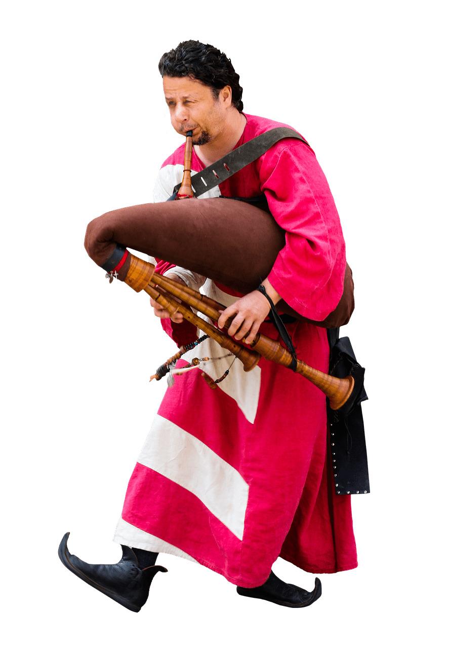 Medieval Bagpipes Player png transparent