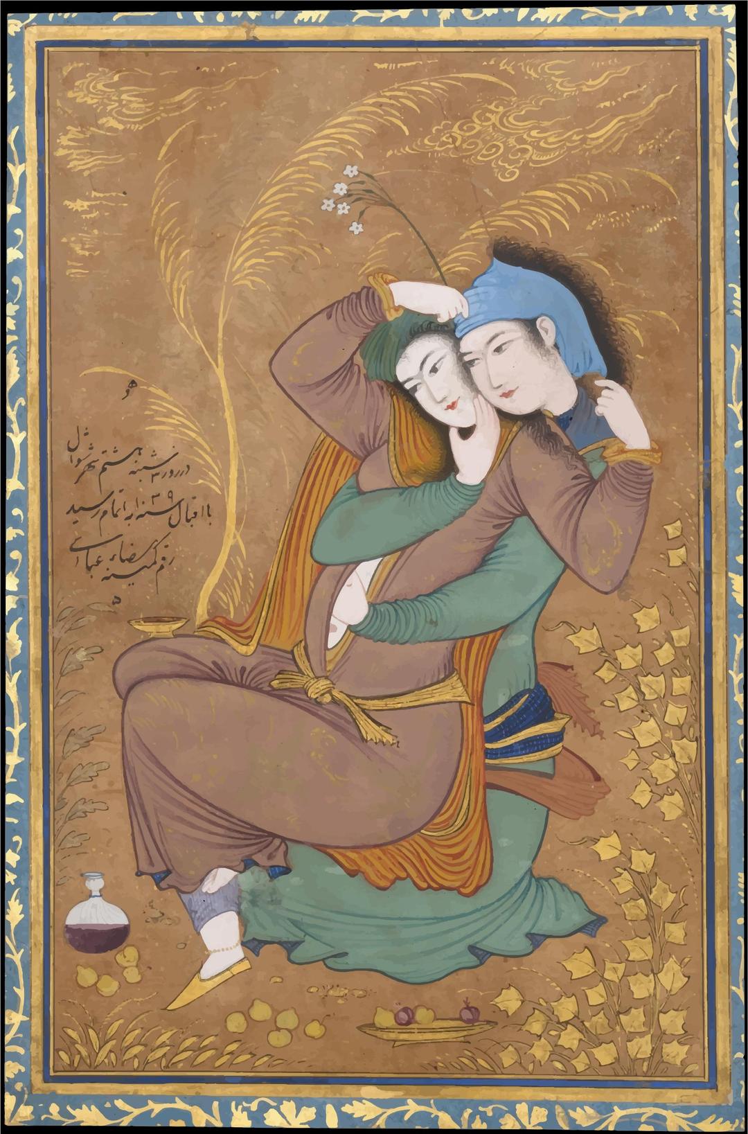Medieval Persian Art Two Lovers png transparent