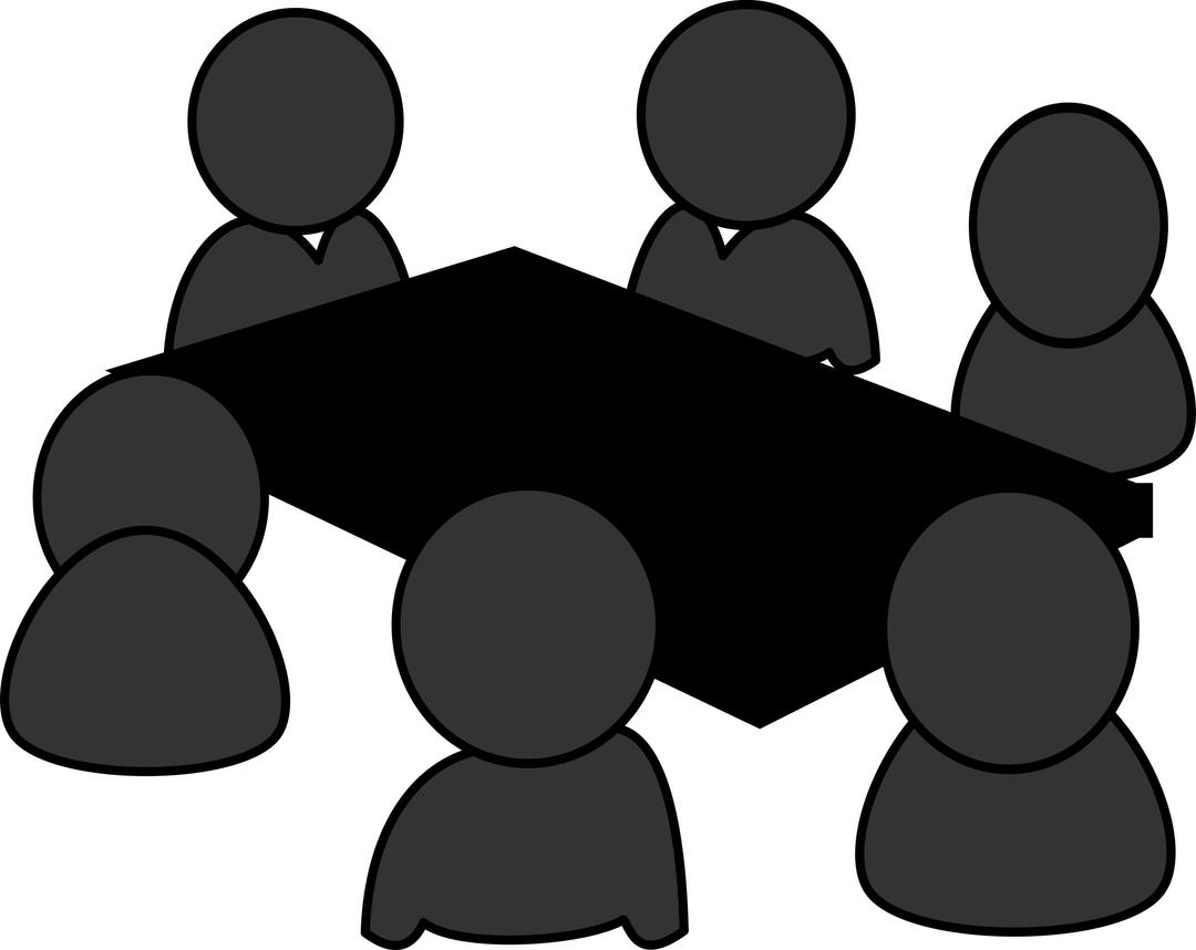 Meeting around a table in grayscale png transparent