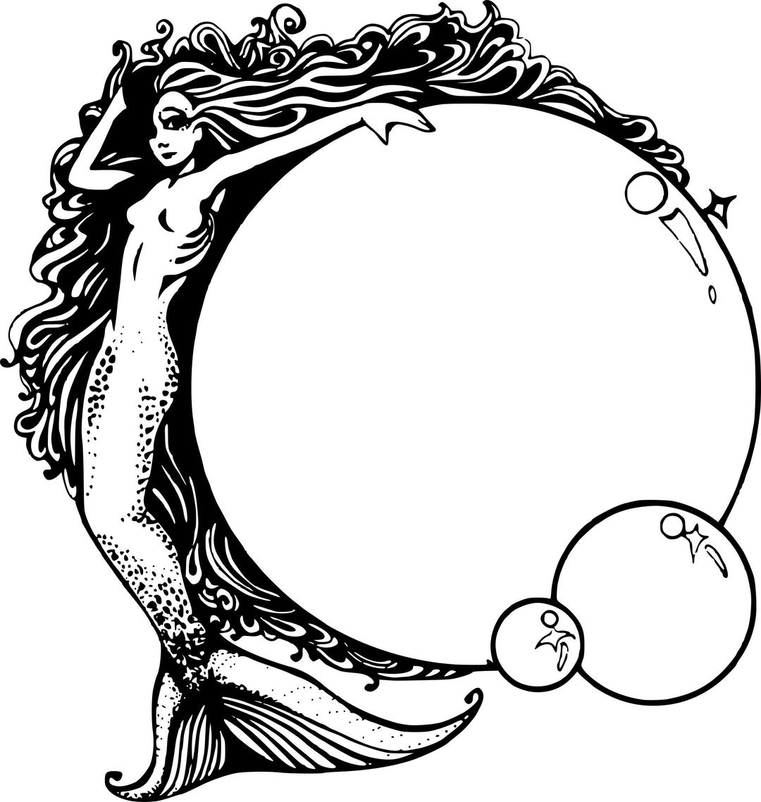 Mermaid with bubbles png transparent