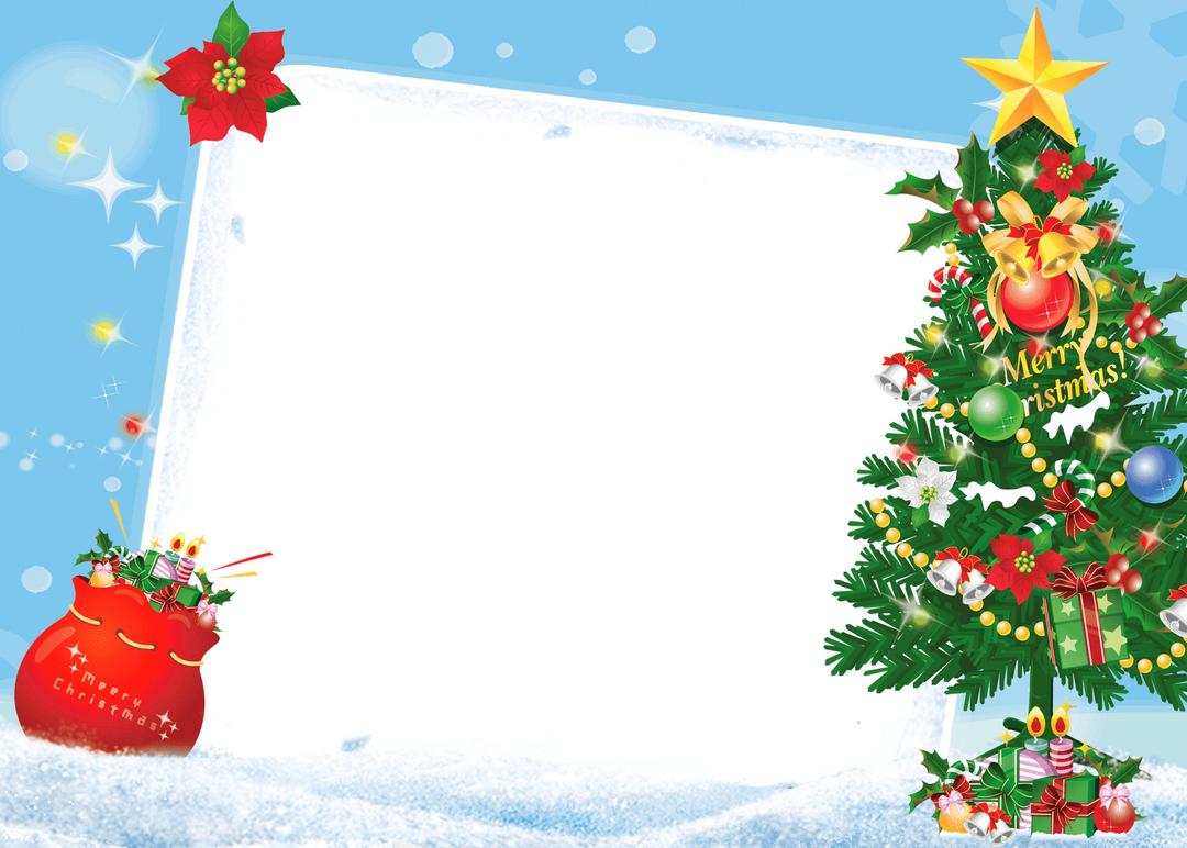 Merry Christmas Frame Tree Gifts png transparent