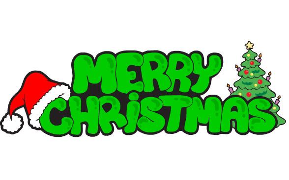 Merry Christmas Green Text png transparent
