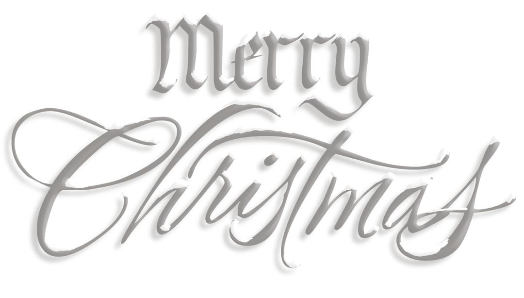 Merry Christmas Silver Snow Text png transparent