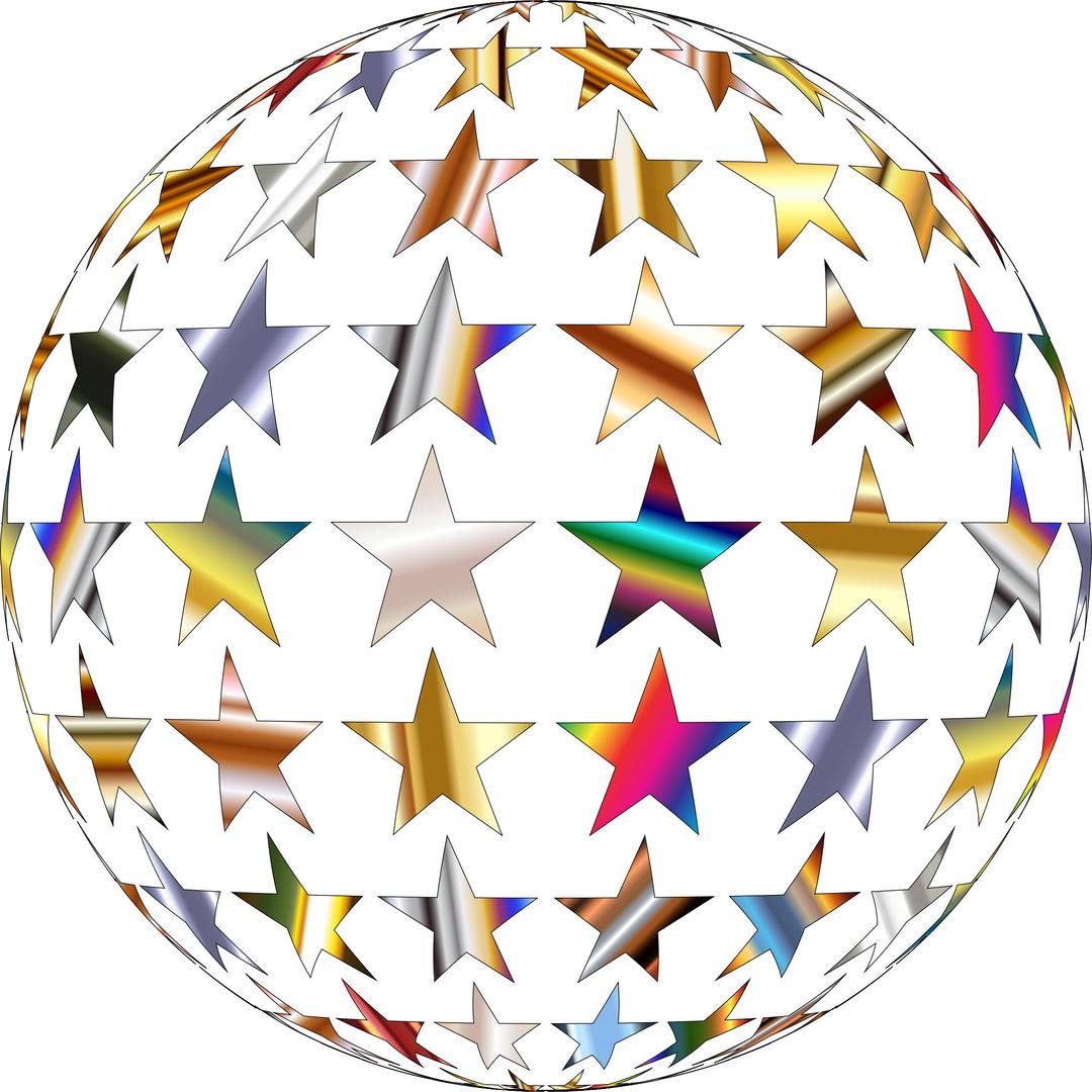 Metallic Shiny Stars Sphere png transparent