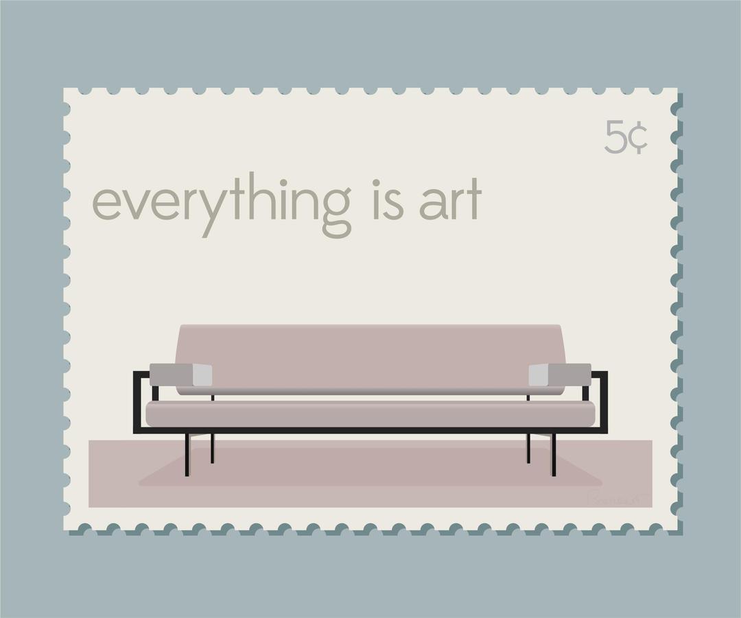 Mid-Century Stamp with Modern Couch png transparent