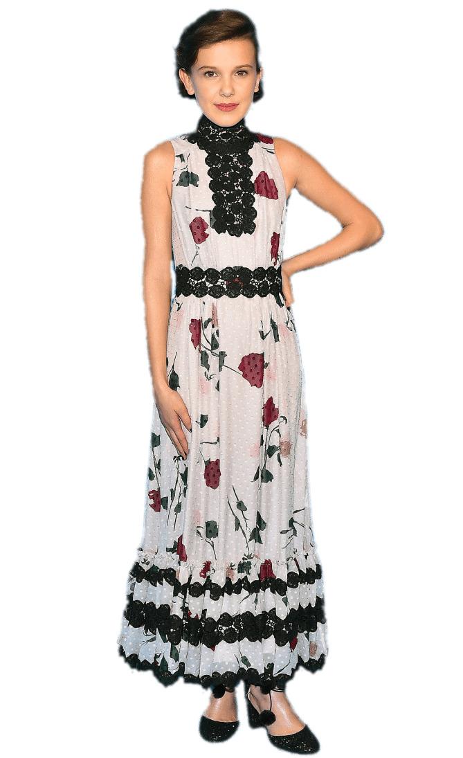 Millie Bobby Brown Floral Dress png transparent
