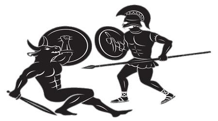 Minotaur and Greek Soldier png transparent