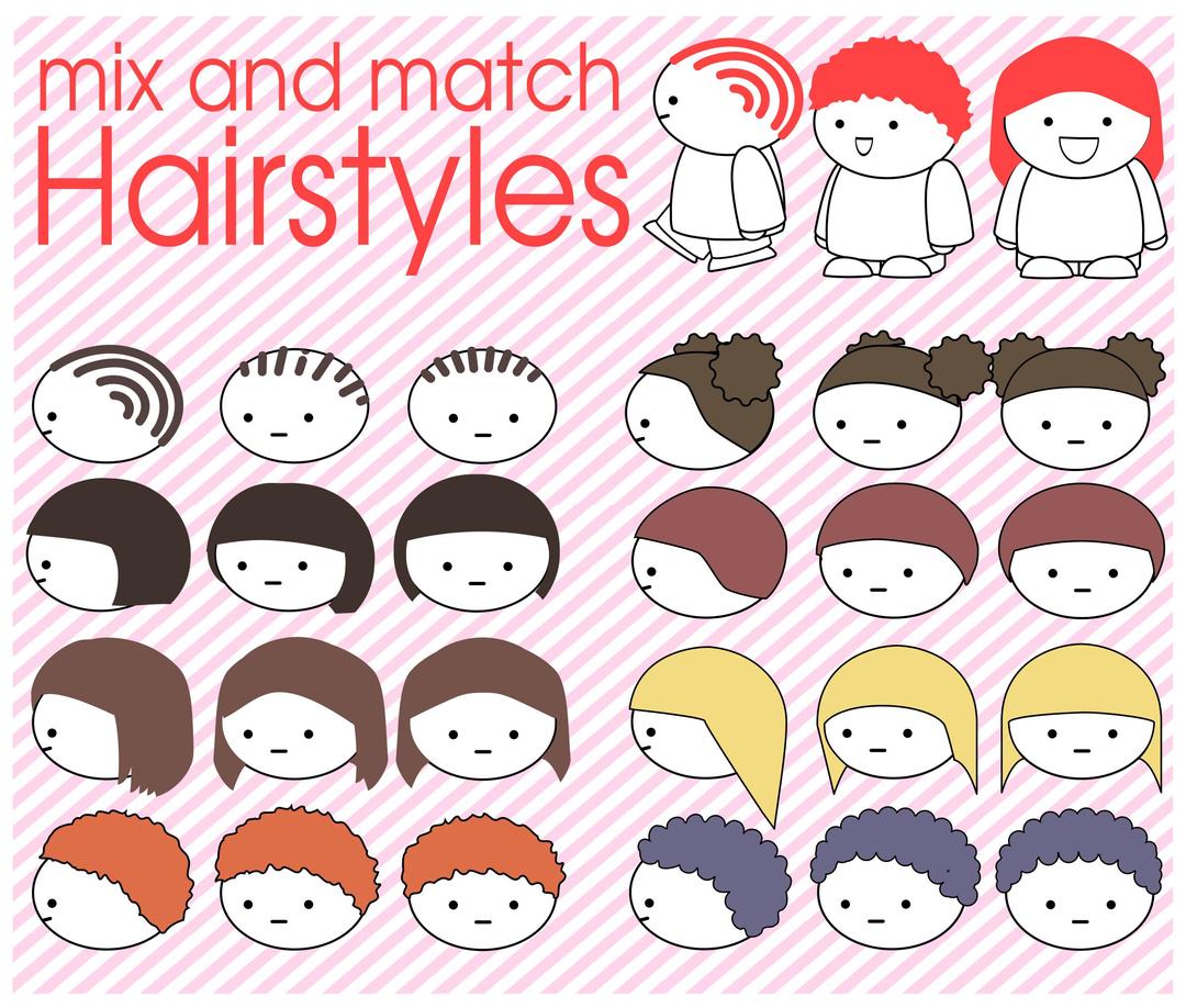 Mix and match hairstyles png transparent