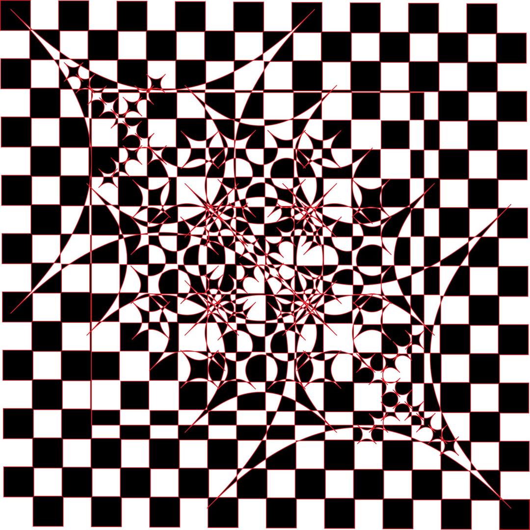 Modern Art Tile Checkered Black and White with Red outlines png transparent
