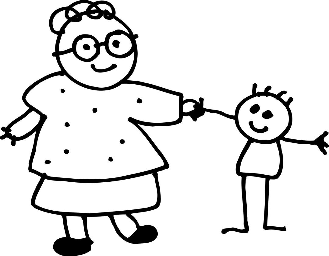 Mom holding childs hand - outline png transparent
