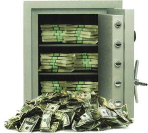 Money Vault Dollars Spilling Out png transparent