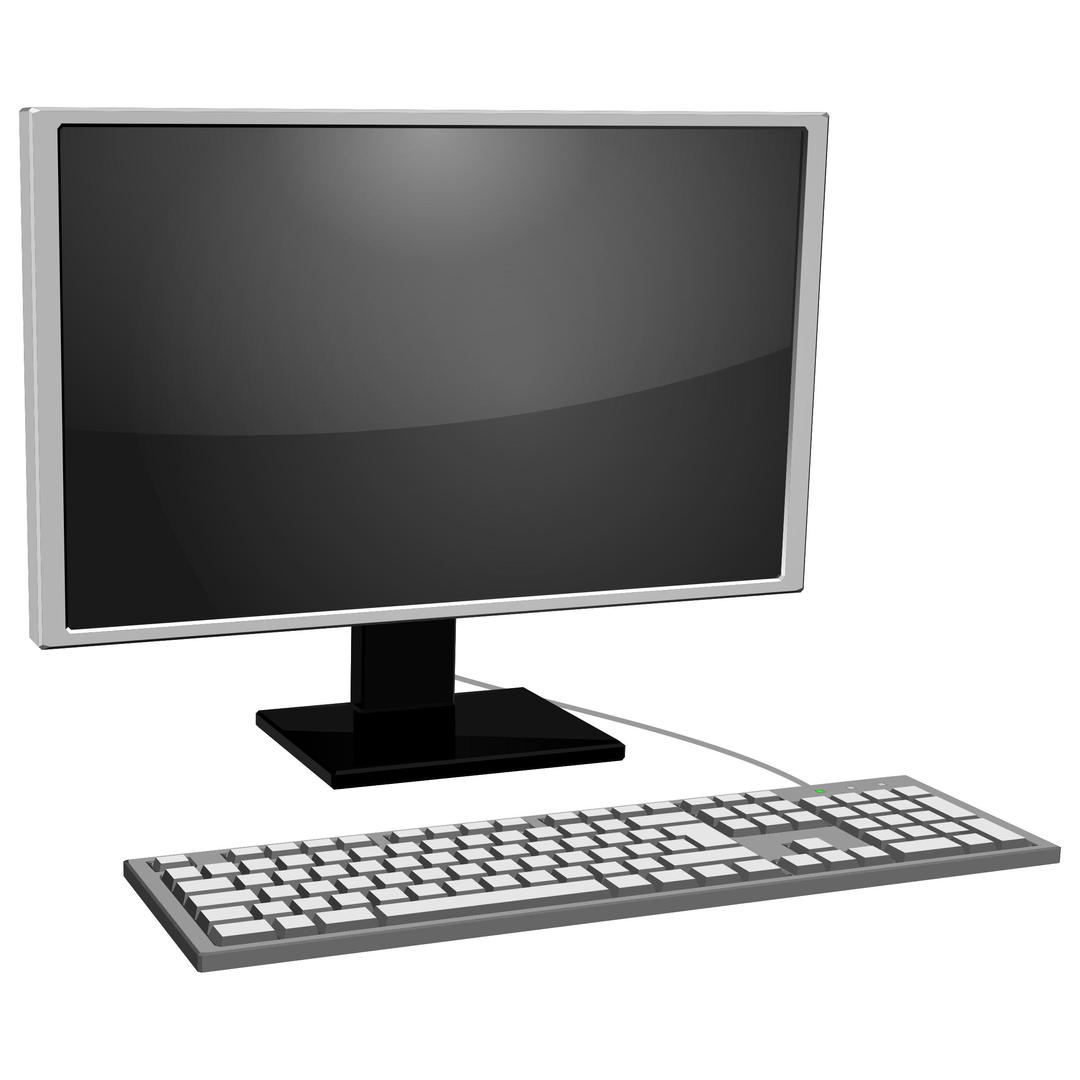 monitor gray with keyboard png transparent