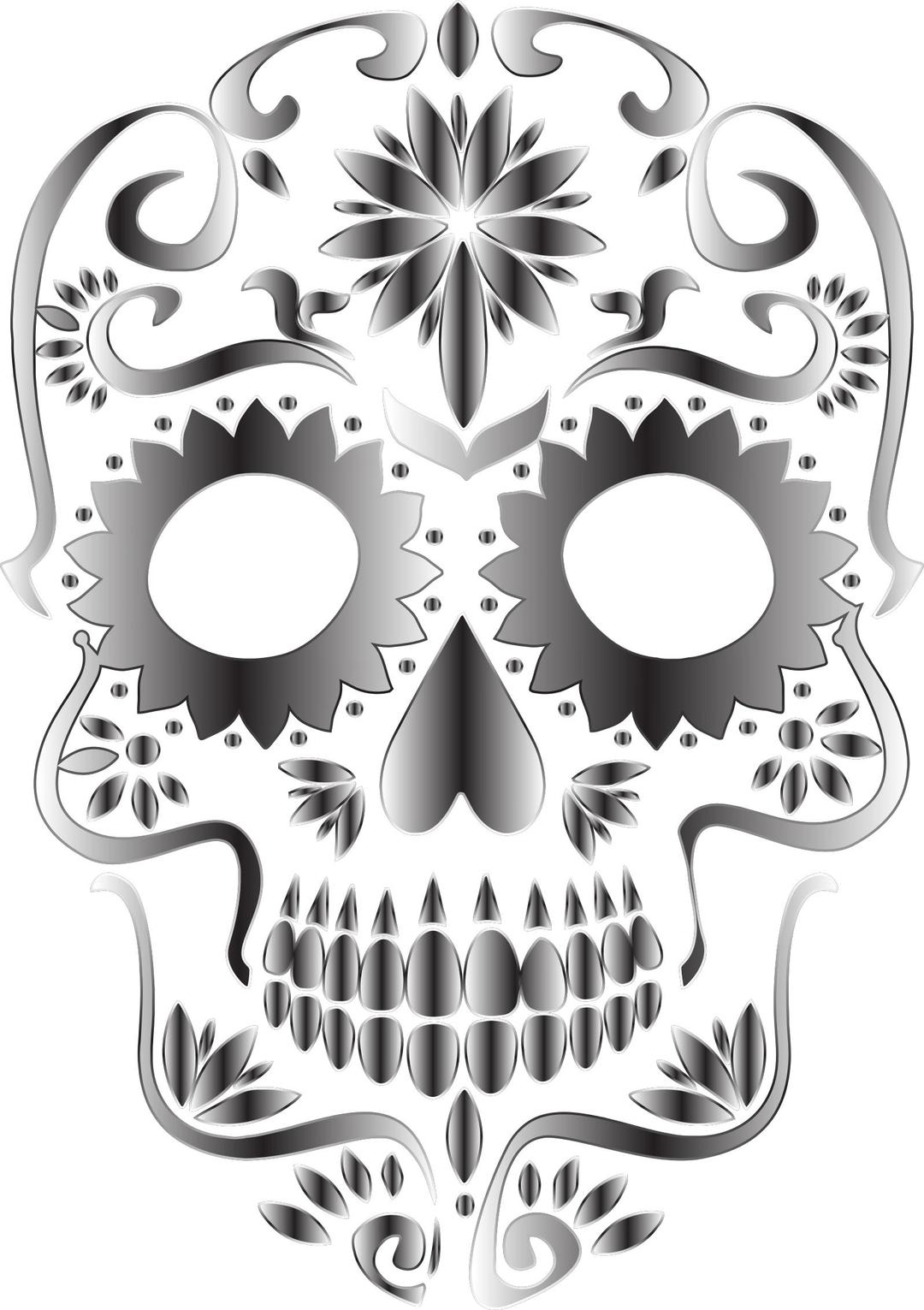 Monochrome Sugar Skull Silhouette No Background png transparent