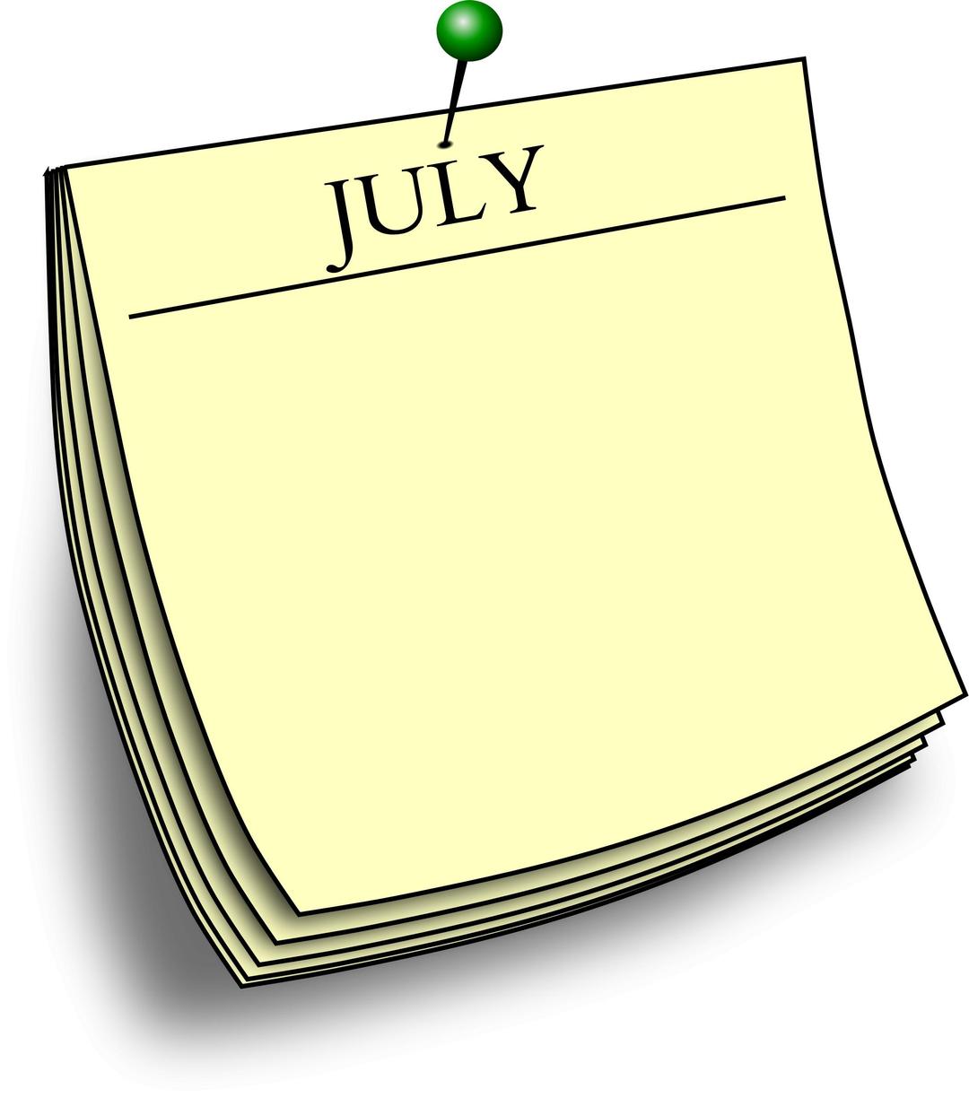 Monthly note - July png transparent