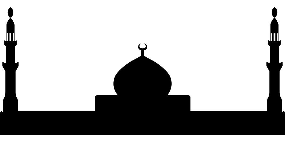 Mosque With 2 Minarets Black and White png transparent